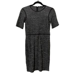 Tibi Grey & Black Short Sleeve Dark Academia Sheath Dress Womens 0 Mini Classy
